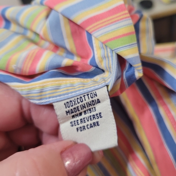 Robert Graham Mens Long Sleeve Button Up Shirt Medium Pastel Rainbow Stripes - Picture 5 of 5